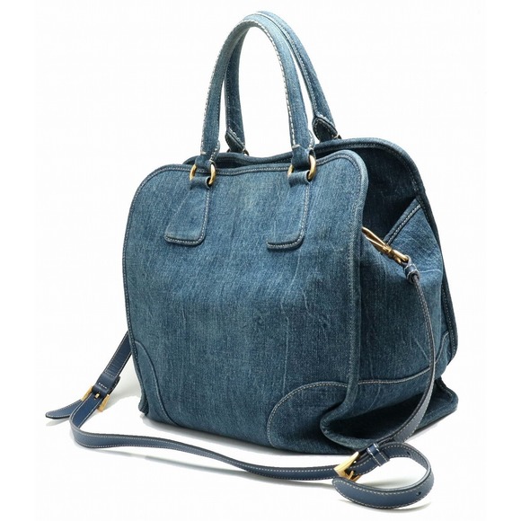 Prada Bag Canvas 2WAY Denim Tote Blue - Picture 1 of 8